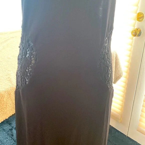 Rip Curl maxi dress black with side waist crochet cut outs L - Picture 3 of 12